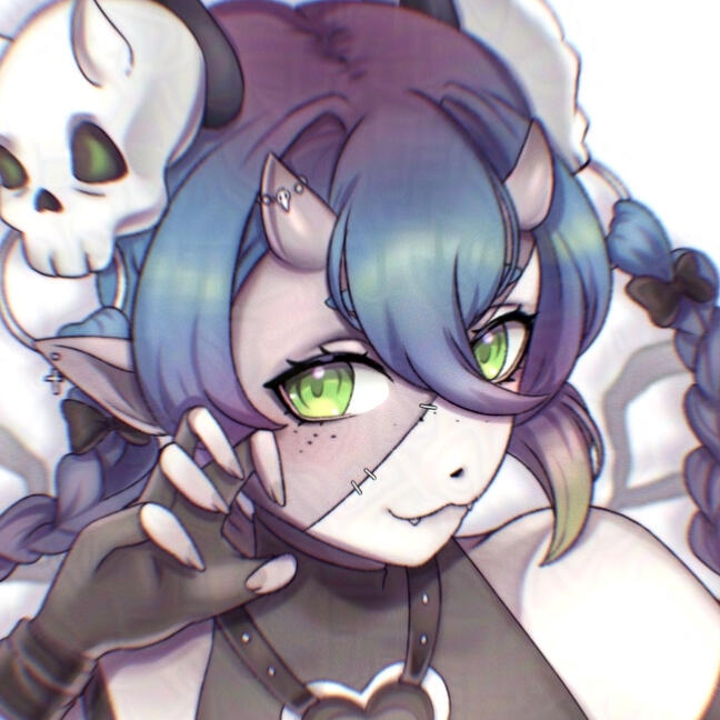 Obii Close Up Obii, Imp Reaper VTuber posing for selfie.