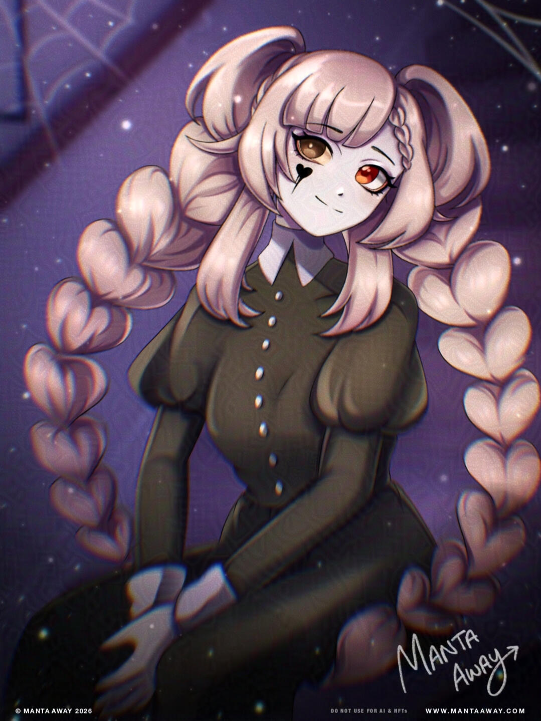 MessyKick by MantaAway MessyKick, Artist VTuber with pink hair sitting on abandoned old staircase.